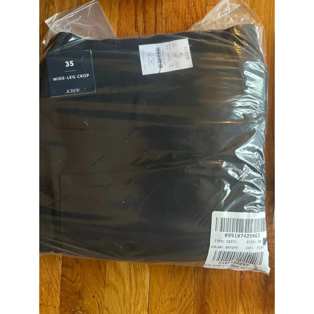 J. Crew Black wide-leg cropped jean in all-day stretch Black NWT size 35